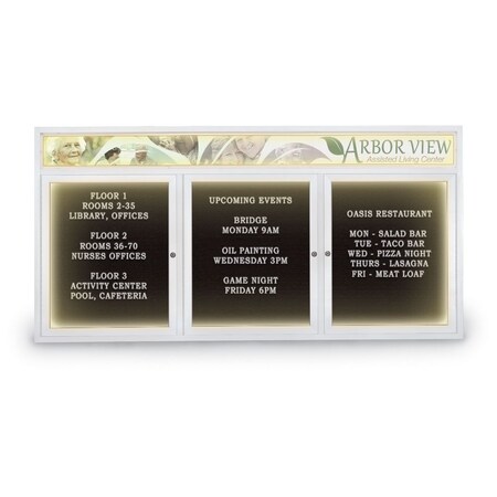 United Visual Products Indoor Enclosed Combo Board, 42"x32", Gold Frame/Grey & Surf UVCB4232G-GREY-SURF